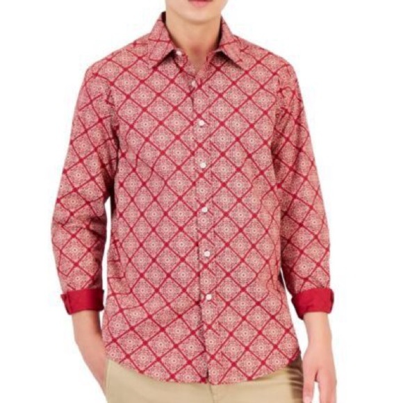 Mens Club Room Refined Woven Button Down NWT Size L - B5 - Picture 1 of 7
